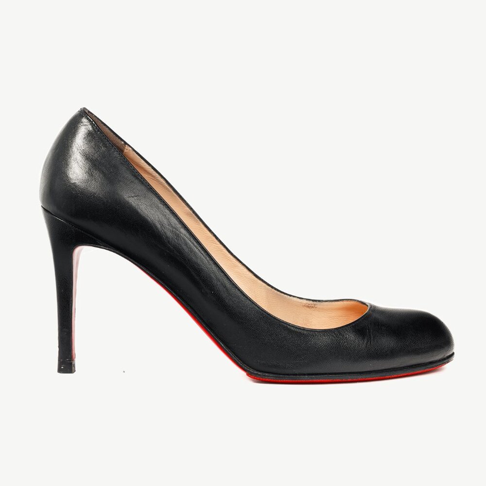 Christian Louboutin Simple Black Leather Pumps